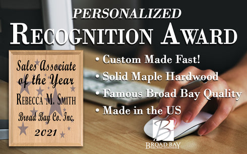 Custom Recognition Plaque Custom Appreciation Gift - Solid Wood - 11in x 8.5in