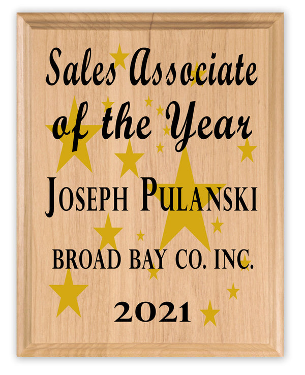 Custom Plaque Recognition & Appreciation Gift - Solid Wood - 11in x 8.5in