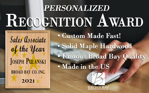 Custom Plaque Recognition & Appreciation Gift - Solid Wood - 11in x 8.5in