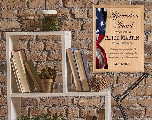 Custom Plaque Appreciation Award for Military, Government, Law Enforcement Achievement or Retirement
