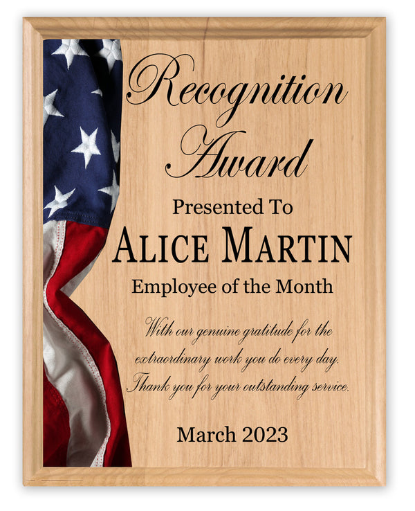 Custom Plaque Recognition Award for Military, Government, Law Enforcement Achievement or Retirement