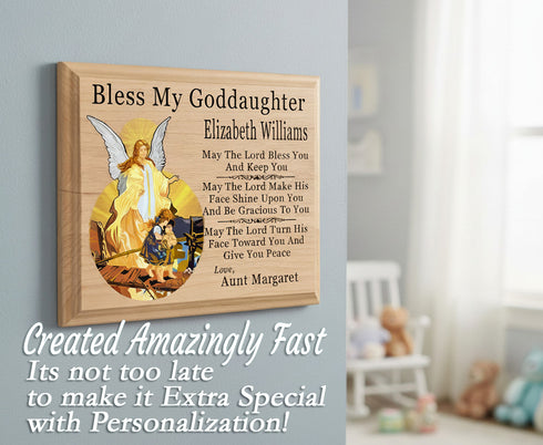 Baptism Gift from Godparents - Personalized Wood Keepsake Plaque