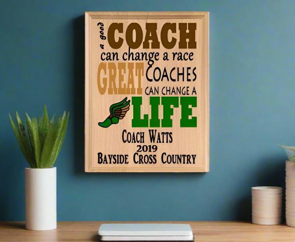 Cross Country Coach Gift Plaque For Great Team Coaches