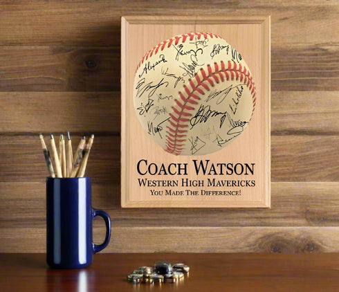 Baseball Coach Gift Plaque Personalized SIGNABLE by Team