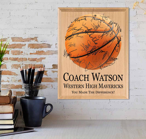 Personalized Basketball Coach Gift Signable Plaque From Team