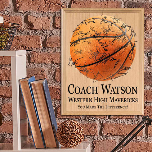 Personalized Basketball Coach Gift Signable Plaque From Team