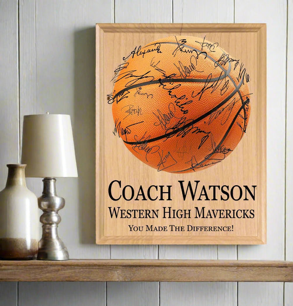 Personalized Basketball Coach Gift Signable Plaque From Team