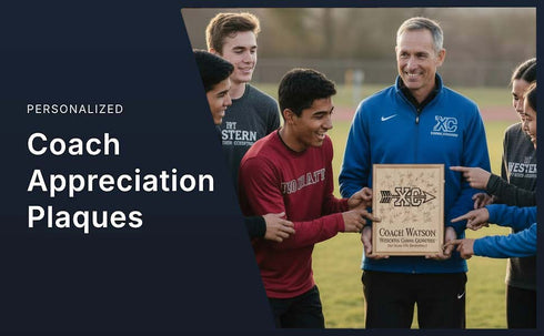 Cross Country Coach Gift Plaque - Personalized Signable Custom Wood Award