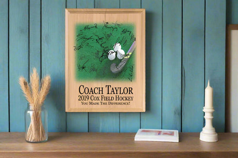 Field Hockey Coach Gift Plaque Personalized and Signable By Team