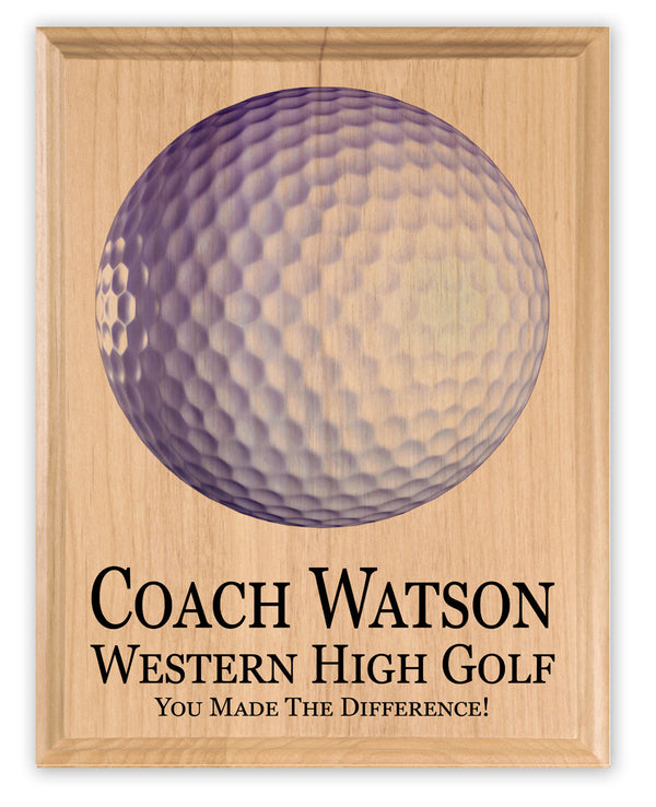 Golf Coach Gift Plaque Signable for Team Signatures and Notes