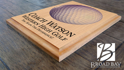 Golf Coach Gift Plaque Signable for Team Signatures and Notes