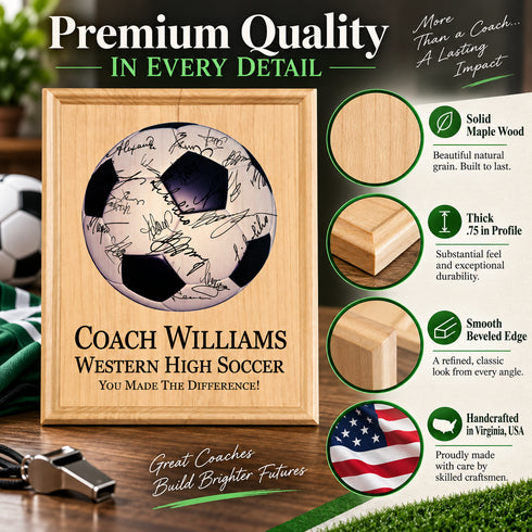 Personalized Soccer Coach Gift Plaque - Signable