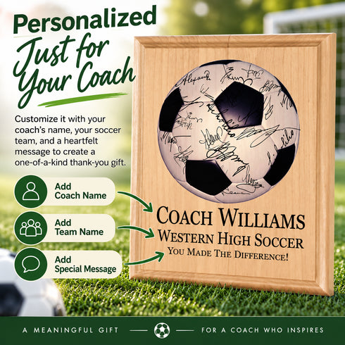 Personalized Soccer Coach Gift Plaque - Signable