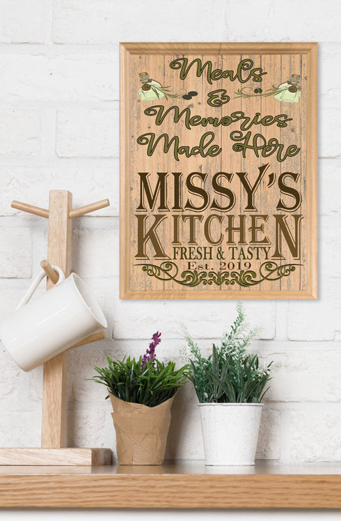 Custom Kitchen Signs Personalized Name Solid Wood Decor - 11" x 8.5"