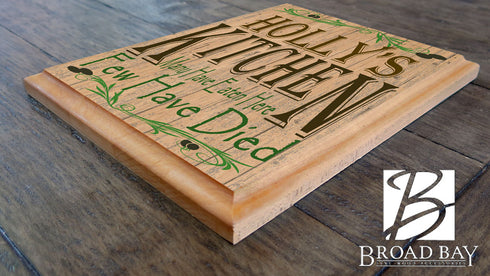 Custom Kitchen Signs Personalized Name Solid Wood Decor - 11" x 8.5"