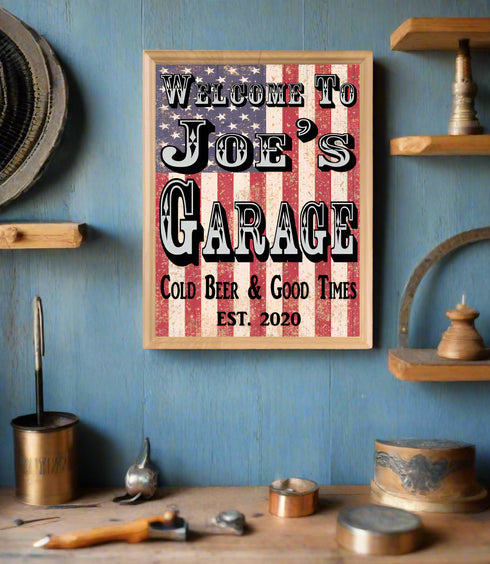 Custom Man Cave Sign American Flag Custom Patriotic Art Decoration