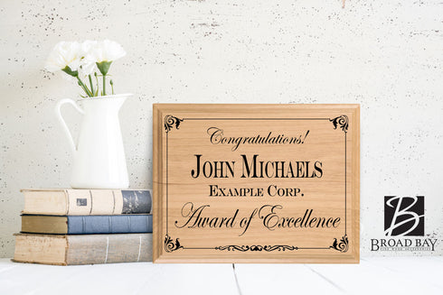 Personalized Recognition Award Plaque Custom Appreciation Gift Sign For Employee - Solid Wood