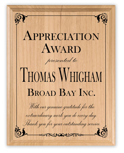 Employee Recognition Wooden Plaque Awards