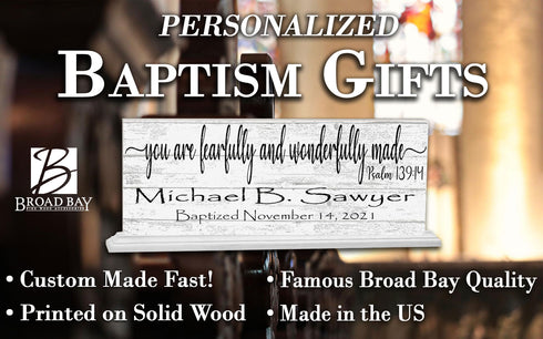 Baptism Gift Personalized Christening Present You Are Fearfully And Wonderfully Made With Name and Baptism Date