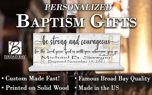 Baptism Gift Personalized Be Strong and Courageous With Name and Baptism Date
