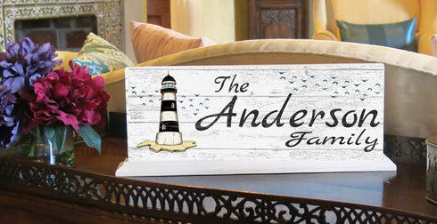 Lighthouse Family Name Sign for Mantel Or Shelf