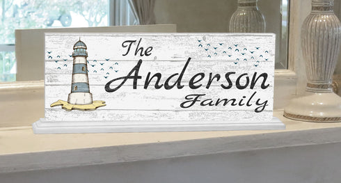 Lighthouse Family Name Sign for Mantel Or Shelf