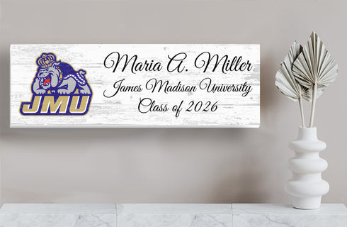 James Madison University Class Year Plaque With Name – Personalized for Student, Alumni or Graduation Gift