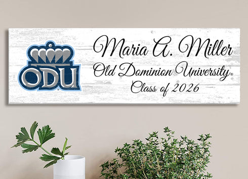 Old Dominion University Graduation Family Name Sign – Personalized ODU Alumni Gift Plaque