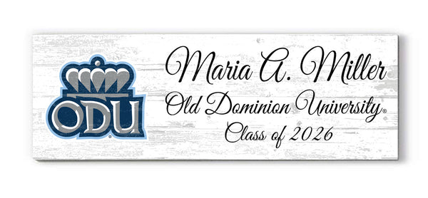 Old Dominion University Class Year Plaque With Name – Personalized for Student, Alumni or Graduation Gift