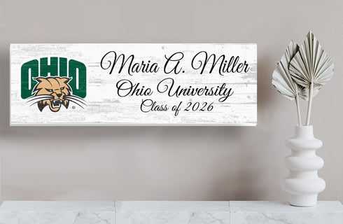 Ohio University Class Year Plaque With Name – Personalized for Student, Alumni or Graduation Gift
