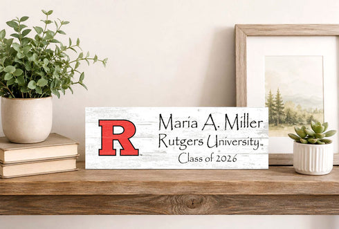 Rutgers University Class Year Plaque With Name – Personalized for Student, Alumni or Graduation Gift
