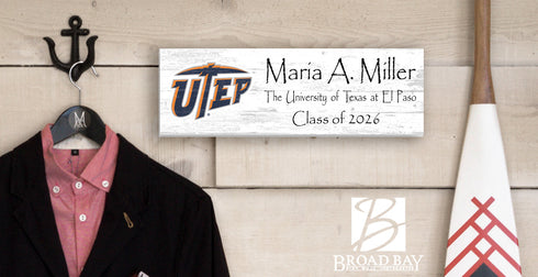 University of Texas at El Paso Class Year Plaque With Name – Personalized for Student, Alumni or Graduation Gift
