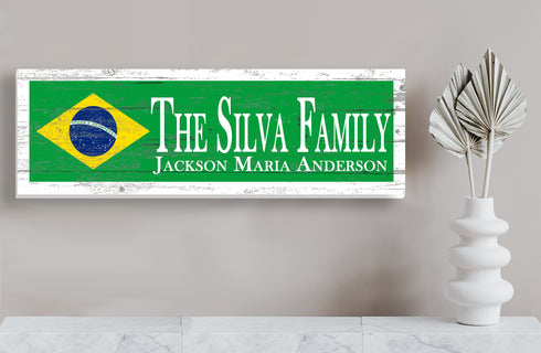 Brazil Flag Family Name Sign Custom Brazilian Wedding Gift