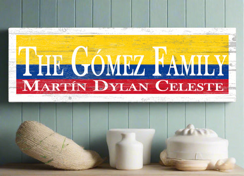 Solid Wood Colombia Flag Family Name Sign Colombian Wedding Gift Idea