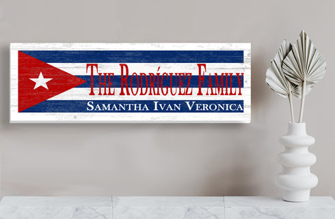 Custom Cuban Flag Sign Family Name Cuba Theme Wedding Gift