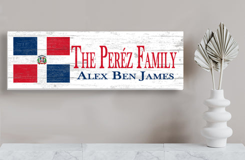 Custom Dominican Flag Sign with Names or Established Date