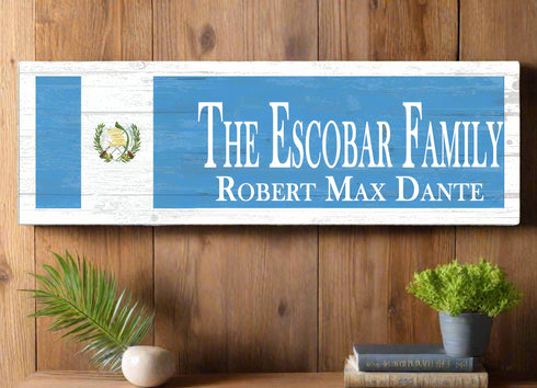 Wooden Guatemala Flag Sign Family Name Custom Guatemalan Wedding Gift