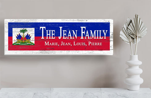 Personalized Haiti Flag Family Name Sign – Custom Haitian Heritage Wood Wall Decor