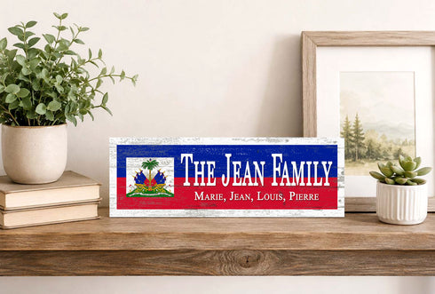 Personalized Haiti Flag Family Name Sign – Custom Haitian Heritage Wood Wall Decor