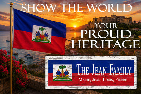 Personalized Haiti Flag Family Name Sign – Custom Haitian Heritage Wood Wall Decor