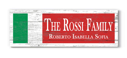 Personalized Italy Flag Family Name Sign - Custom Italian Heritage Wood Plaque - Family Wall Decor - 16.5 x 5.5