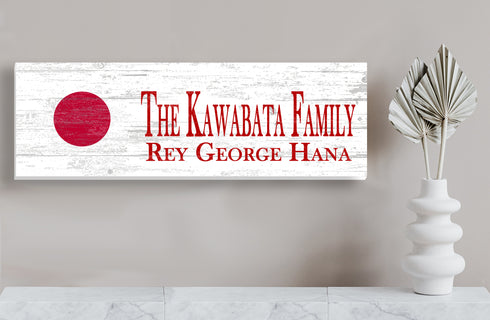 Custom Japanese Flag Sign Personalized Family Name Solid Wood