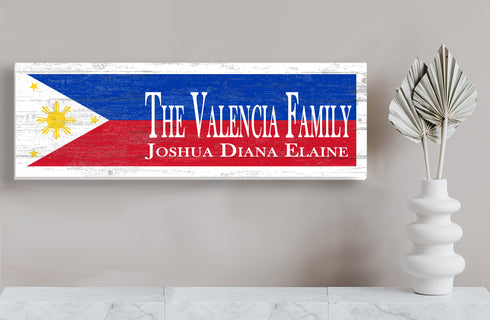 Custom Philippine Flag Sign Family Name Filipino Housewarming or Wedding Gift