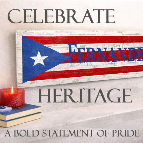 Puerto Rican Flag Sign - Personalized Family Name - Custom Wood Heritage Gift