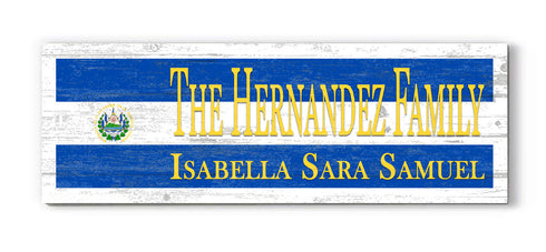 El Salvador Flag Sign - Personalized Family Name - Custom Wood Salvadoran Heritage Gift