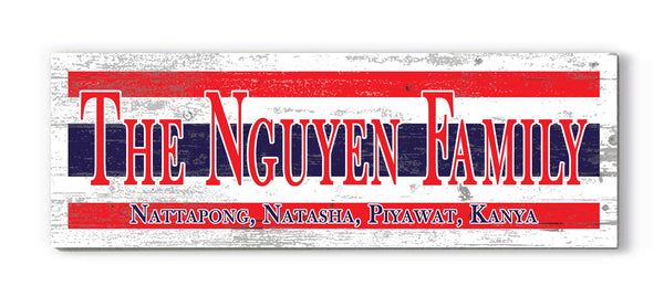 Thailand Flag Sign – Personalized Thai Family Name Wood Wall Decor Custom Heritage Plaque