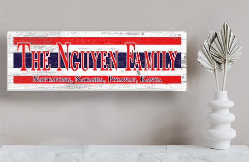 Thailand Flag Sign – Personalized Thai Family Name Wood Wall Decor Custom Heritage Plaque