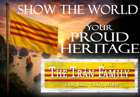 Vietnam Heritage Family Name Sign – Custom Vietnam Flag Wood Personalized Wall Decor