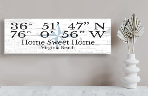 GPS Sign For Home Or Special Place Location - Solid Wood - 16.5in x 5.5in x .75in