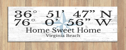 GPS Sign For Home Or Special Place Location - Solid Wood - 16.5in x 5.5in x .75in